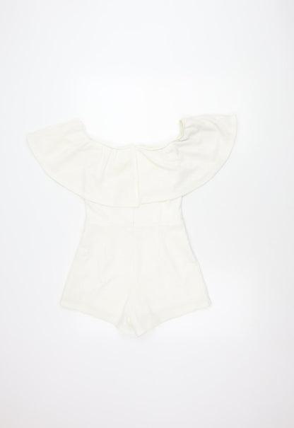 Rare London White Off Shoulder Playsuit Size 8