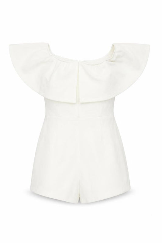 Rare London White Off Shoulder Playsuit Size 8