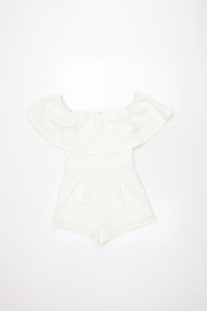 Rare London White Off Shoulder Playsuit Size 8