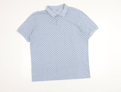 David Jones Men's Blue Cotton Blend Polo Shirt L