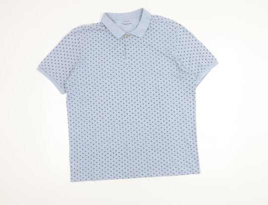 David Jones Men's Blue Cotton Blend Polo Shirt L