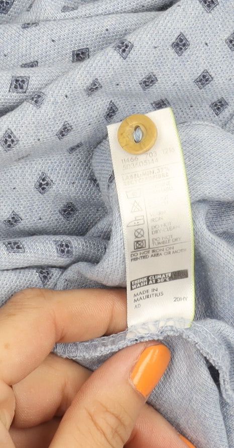 David Jones Men's Blue Cotton Blend Polo Shirt L