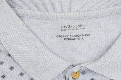 David Jones Men's Blue Cotton Blend Polo Shirt L