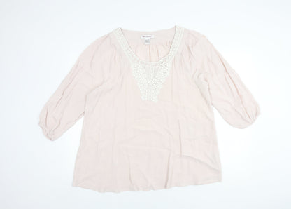 Anne Weyburn Women's Beige Blouse Size 18 with Crochet Accent