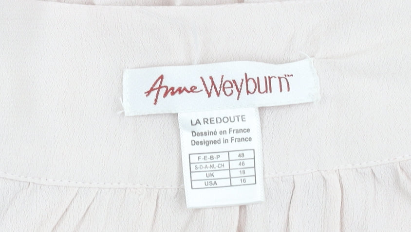 Anne Weyburn Women's Beige Blouse Size 18 with Crochet Accent