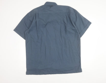 EWM Men's Blue Short Sleeve Button-Up Shirt L