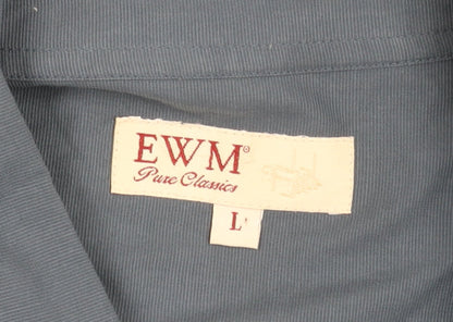 EWM Men's Blue Short Sleeve Button-Up Shirt L