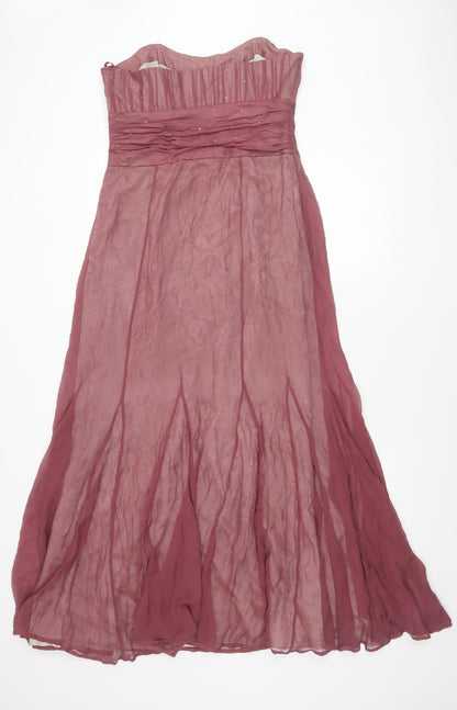 Coast Women's Pink Long Silk Strapless Dress Size 14