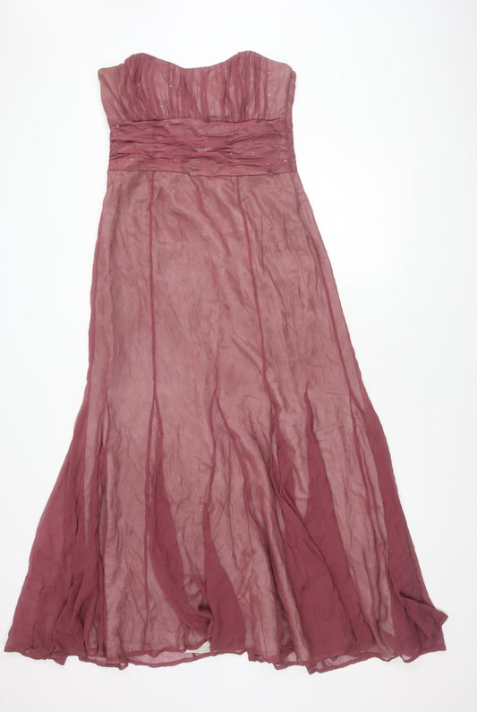Coast Women's Pink Long Silk Strapless Dress Size 14