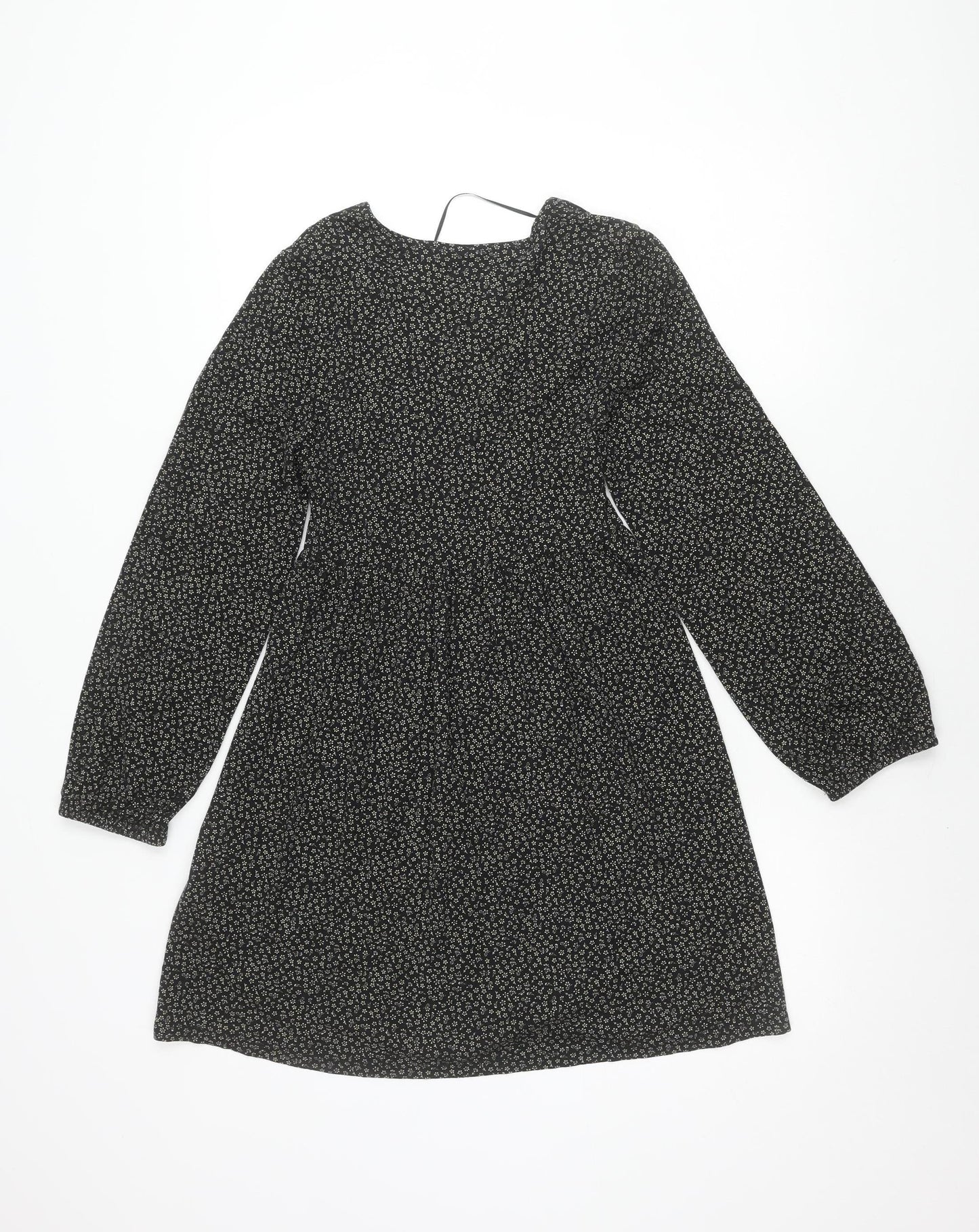 Pull & Bear Women’s Black XS Floral V-Neck Dress