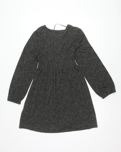 Pull & Bear Women’s Black XS Floral V-Neck Dress