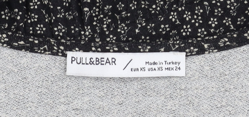 Pull & Bear Women’s Black XS Floral V-Neck Dress