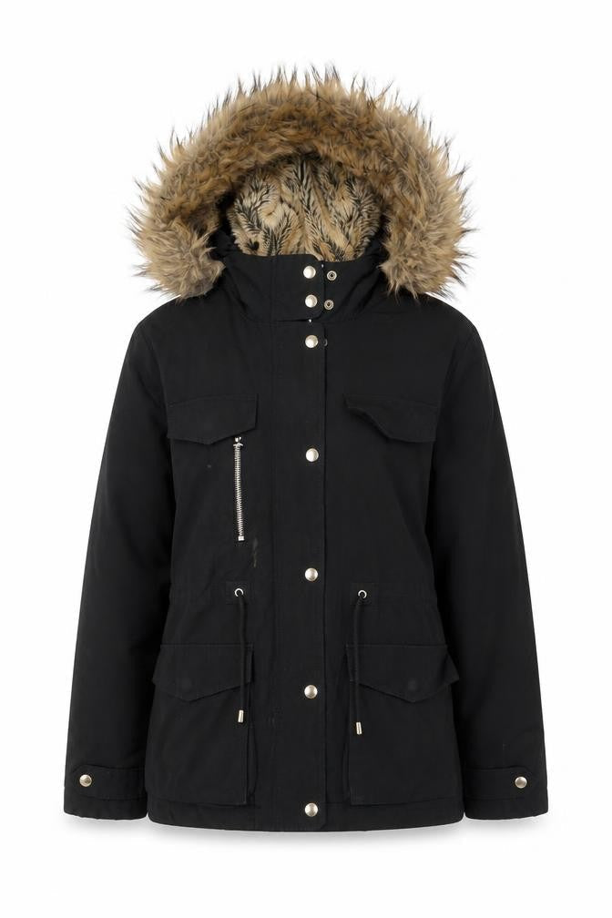Womens UK Size 10 Topshop Black Parka Coat
