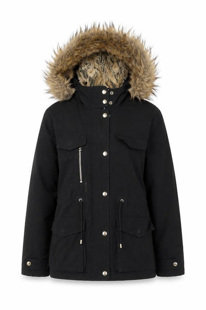 Womens UK Size 10 Topshop Black Parka Coat
