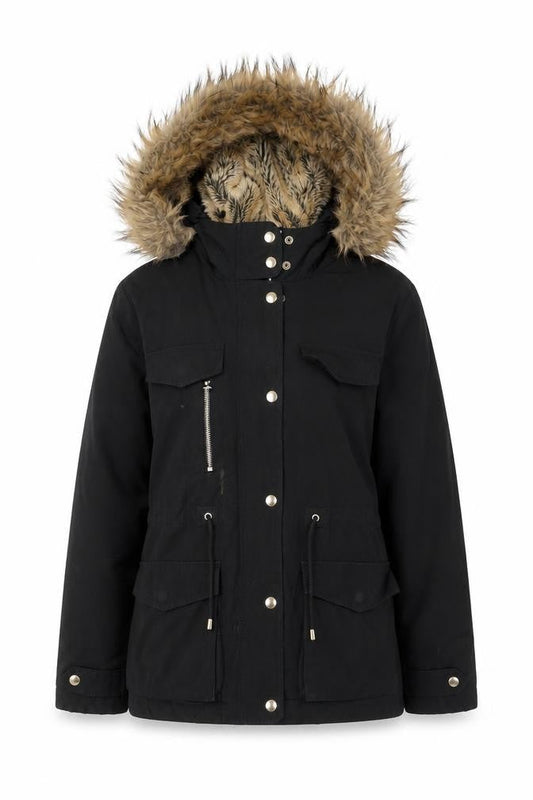Womens UK Size 10 Topshop Black Parka Coat