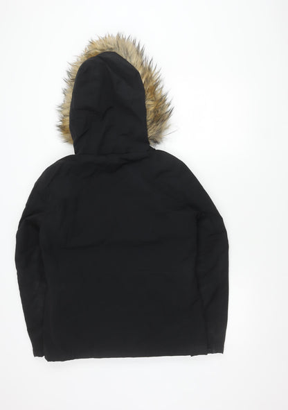 Womens UK Size 10 Topshop Black Parka Coat