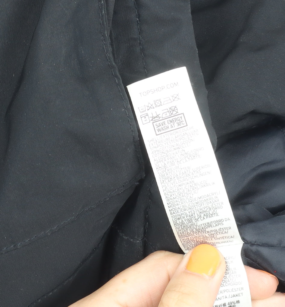 Womens UK Size 10 Topshop Black Parka Coat