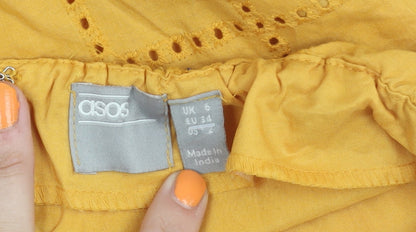 ASOS Women's Yellow Off Shoulder Dress Size 6