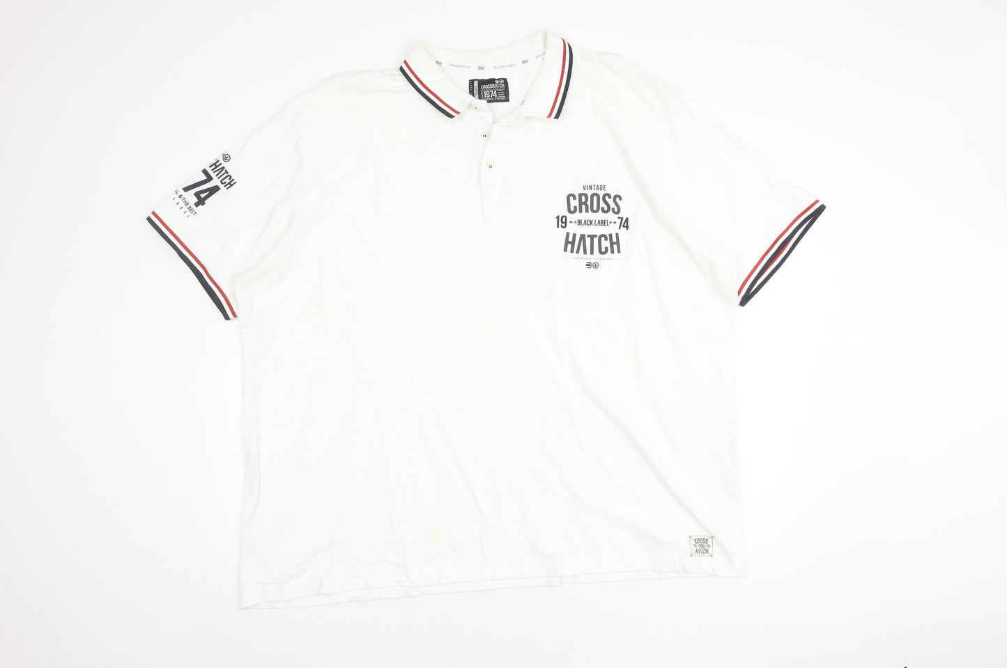 Crosshatch Men's White Polo Shirt 3XL Vintage Retro