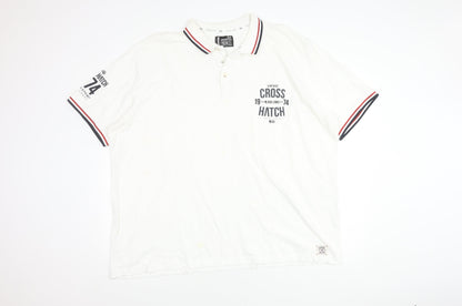 Crosshatch Men's White Polo Shirt 3XL Vintage Retro