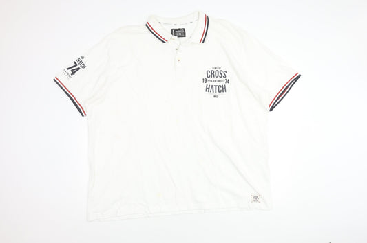 Crosshatch Men's White Polo Shirt 3XL Vintage Retro