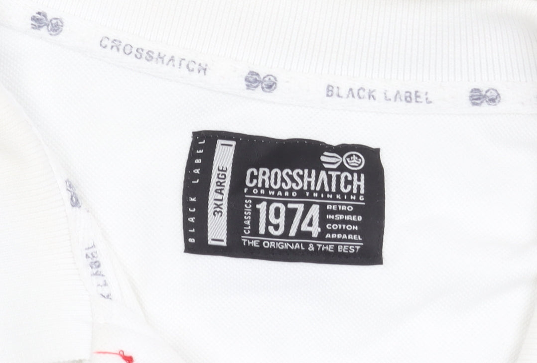 Crosshatch Men's White Polo Shirt 3XL Vintage Retro