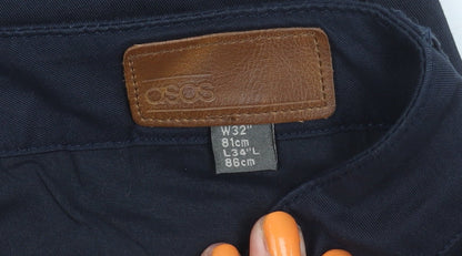 ASOS Men's Blue Trousers Size 32 34L Cotton Blend