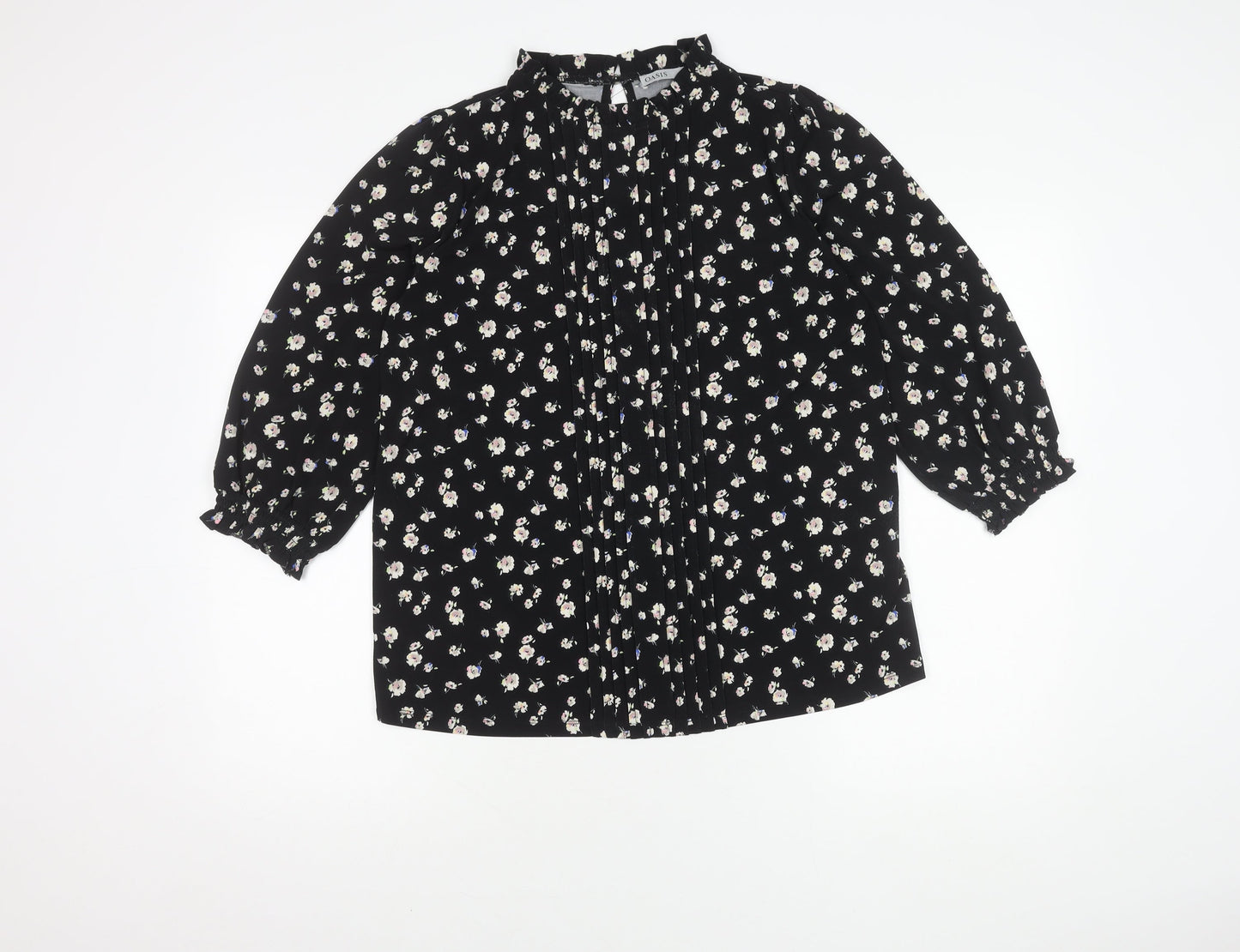 Womens UK Size M Oasis Black Basic Blouse