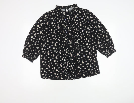 Womens UK Size M Oasis Black Basic Blouse