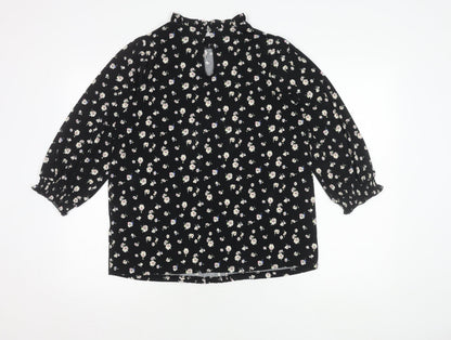 Womens UK Size M Oasis Black Basic Blouse