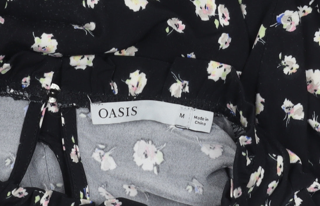 Womens UK Size M Oasis Black Basic Blouse
