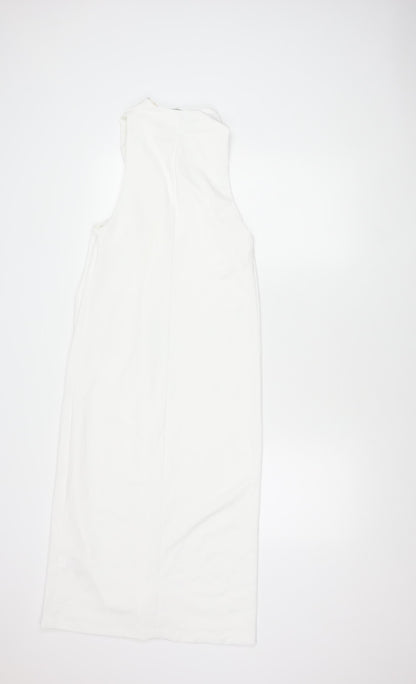 ZARA Women's Ivory Midi Sheath Dress, L, Party/Cocktail