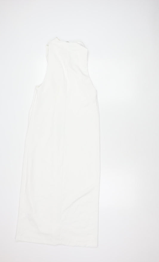 ZARA Women's Ivory Midi Sheath Dress, L, Party/Cocktail