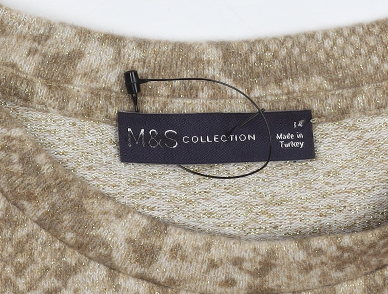 Womens UK Size 14 Marks and Spencer Beige Pullover Jumper