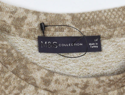 Womens UK Size 14 Marks and Spencer Beige Pullover Jumper