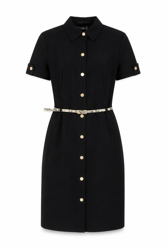Front view of Ellen Tracy Black Women’s Shirt Dress, size UK 2