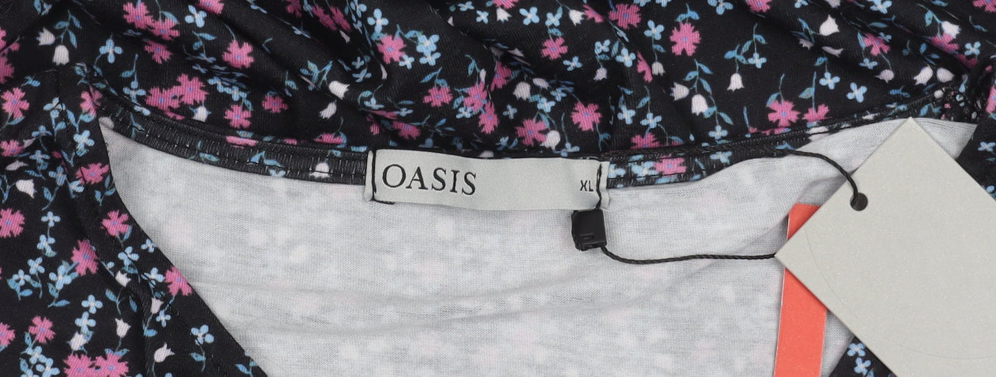 Womens UK Size XL Oasis Black Basic T-Shirt