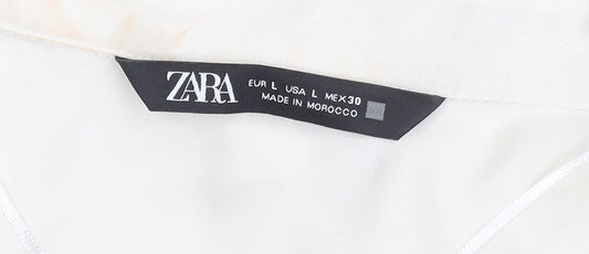 Zara Women's Ivory Button-Up Shirt Size 14