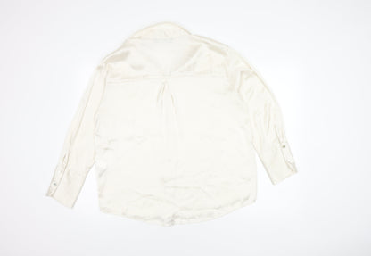 Zara Women's Ivory Button-Up Shirt Size 14