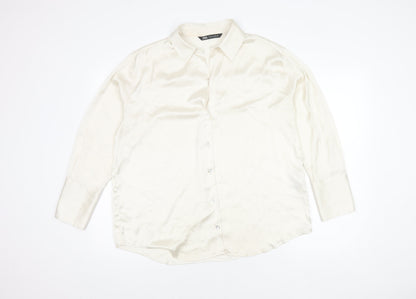 Zara Women's Ivory Button-Up Shirt Size 14