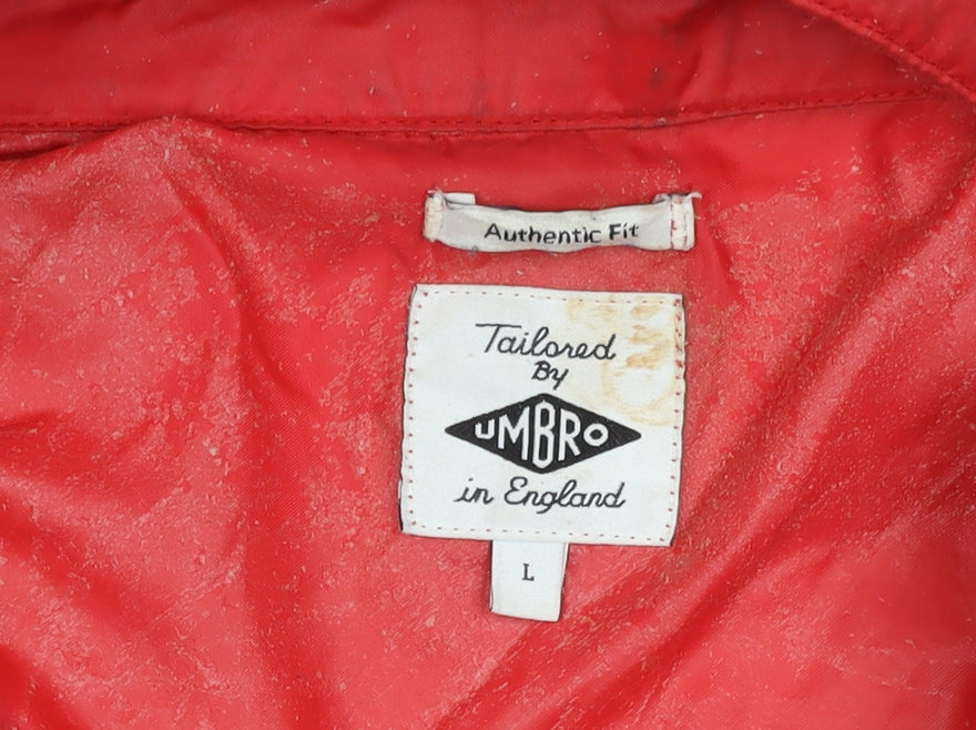 Mens UK Size L Umbro Red Windbreaker Coat