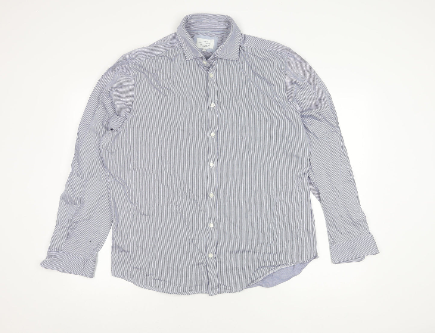 John Lewis Men's Blue Striped Slim Fit Shirt XL