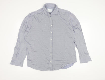 John Lewis Men's Blue Striped Slim Fit Shirt XL