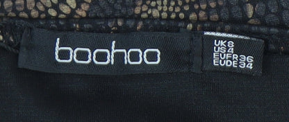 boohoo Black Animal Print Bodysuit - Women Size 8