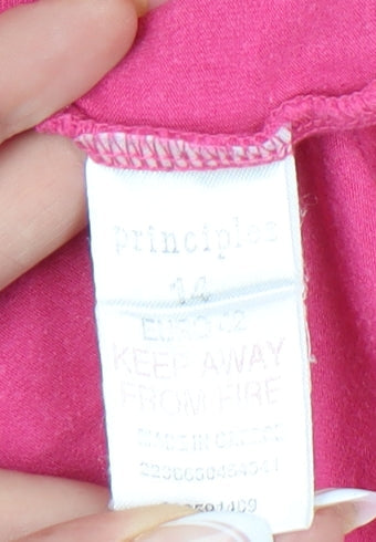 Womens UK Size 14 Principles Pink Basic T-Shirt