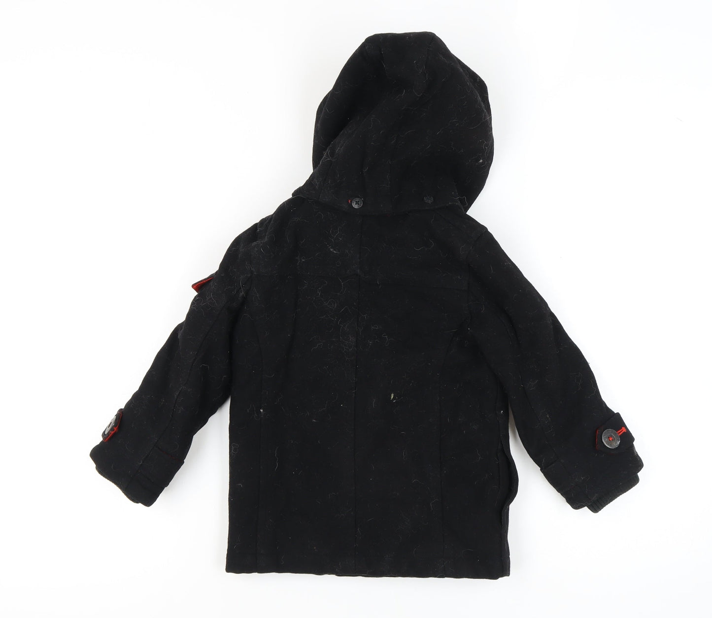 Baker Boys Black Pea Coat, 5 Years, Hooded, Double-Breasted