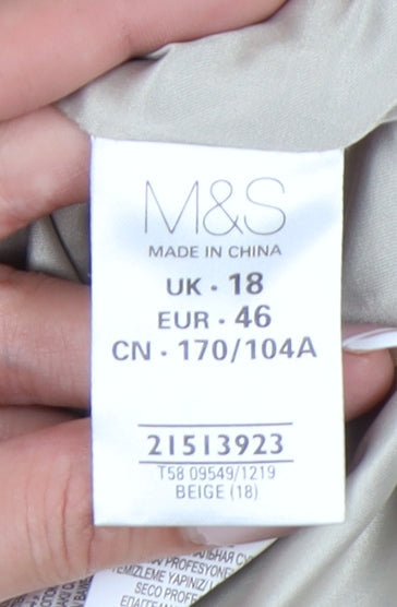 Womens UK Size 18 Marks and Spencer Beige Overcoat