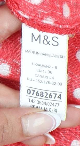 Womens UK Size 8 Marks and Spencer Red Basic Blouse