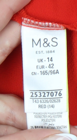 Womens UK Size 14 Marks and Spencer Red Basic Blouse