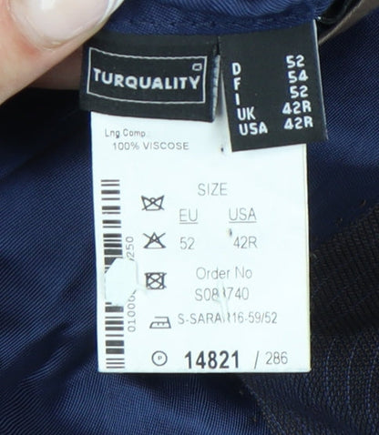 Sarar Men's Blue Suit Jacket, Size 42, Single-Breasted